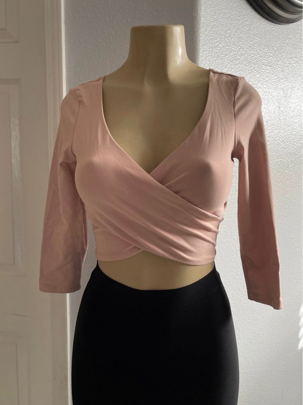 New Bebe. size S Women's Blush Pink Wrap Cropped Top